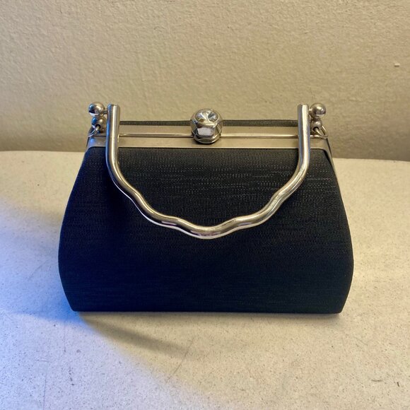 Black Chic Hard Shell Clutch Evening Bag - Picture 2 of 12